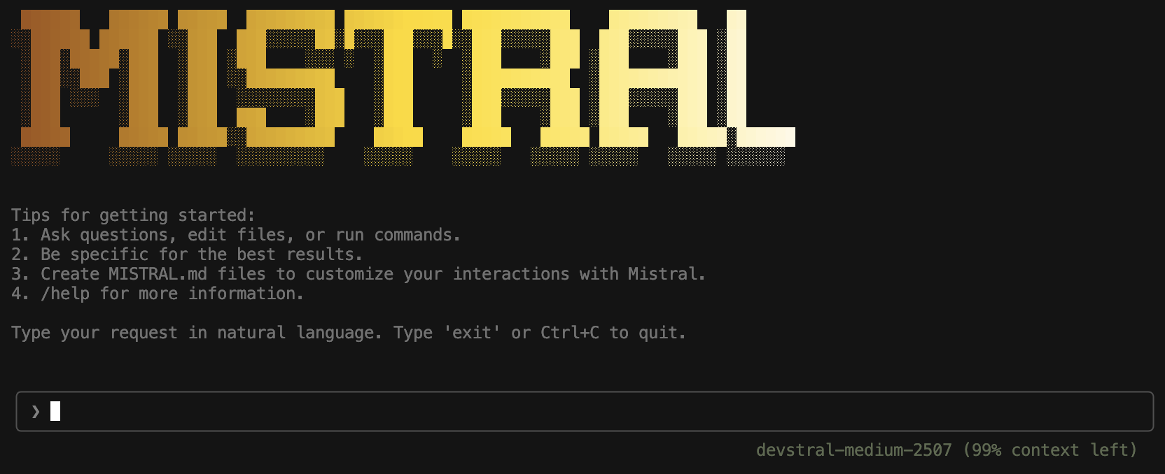 Mistral CLI Screenshot